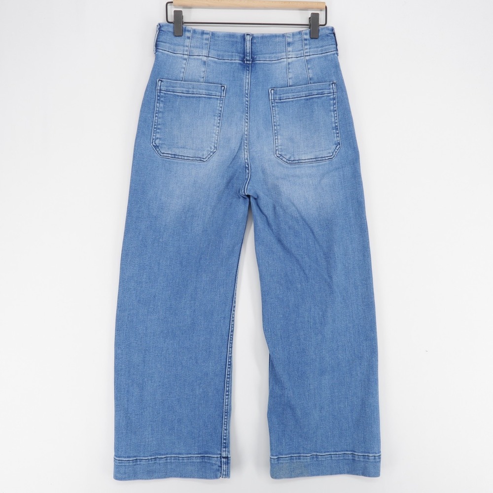 Maeve The Colette Jeans Womens 28 Blue Cropped Wide Leg High Rise Patch Pockets - Picture 3 of 11